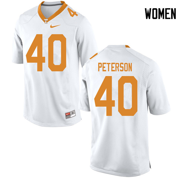 Women #40 JJ Peterson Tennessee Volunteers College Football Jerseys Sale-White - Click Image to Close